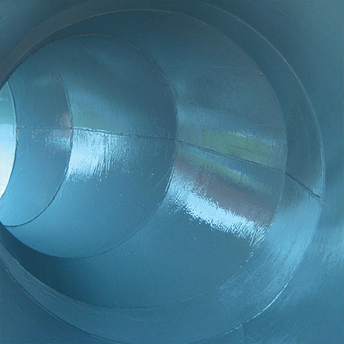 The inside of a pipe recently coated with Chesterton ARC coating to decrease friction and improve reliability.